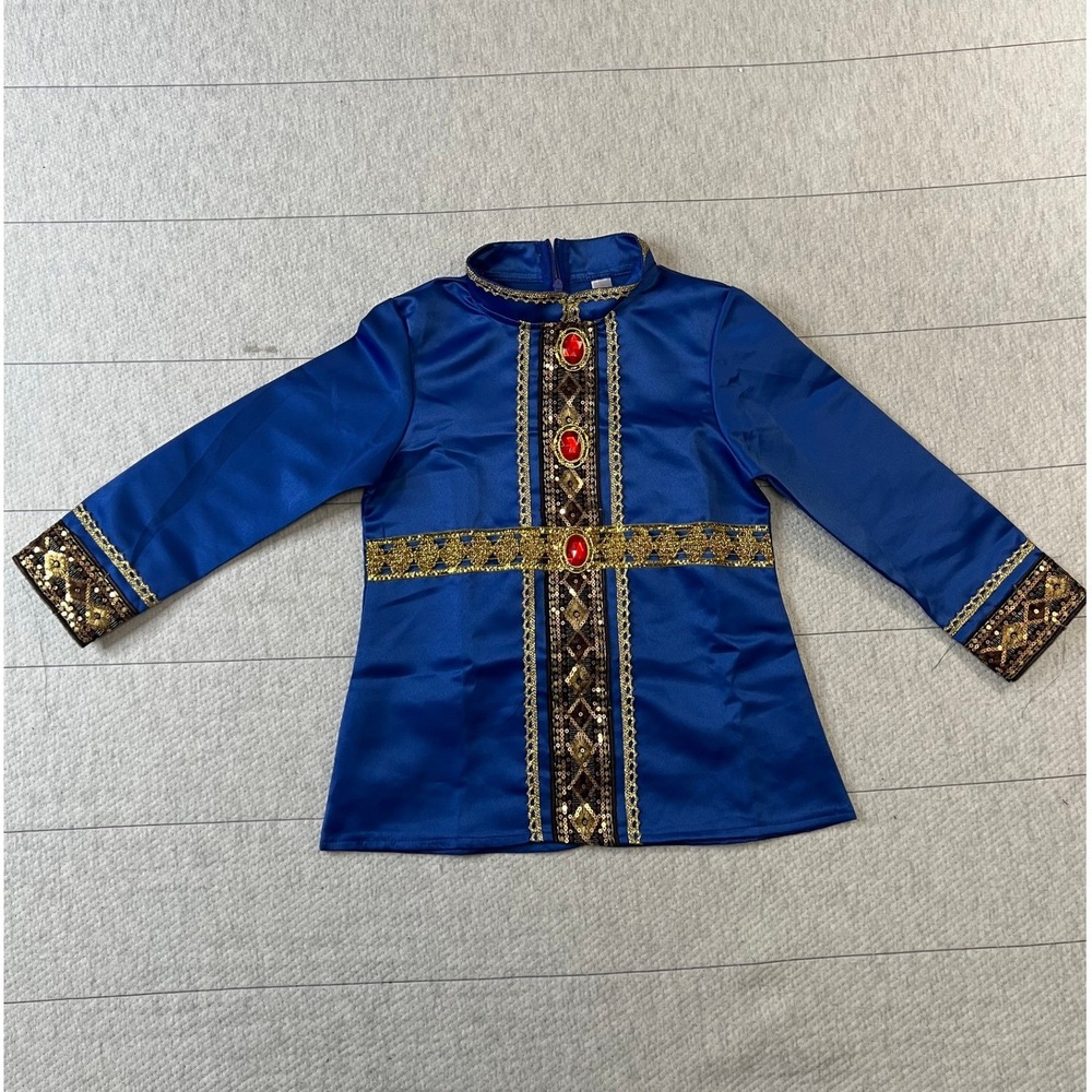 ReliBeauty Kids Prince Costume Tunic Size 110 4T Blue Gold Royal Halloween